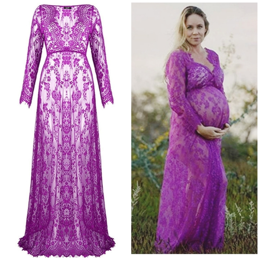 NEW Lace Beach See-Through  Maternity Maxi Dress